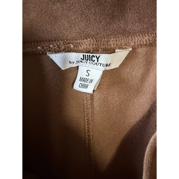Juicy by Juicy Couture Brown Velour Ombre Rhinestone Logo Wide Leg Pants Small - Picture 3 of 3